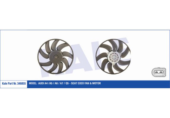 Fan Motoru A4 A5 A6 Q5 2008 Sonrası  Caba-Cdha-Cabb-Cdhb-Cjeb-Caeb-Cdnc-Caga 1.8 Tfsi-2.0 Tdı Sağ 350Mm (Oem No:8K0959455F) (Adet), image 1